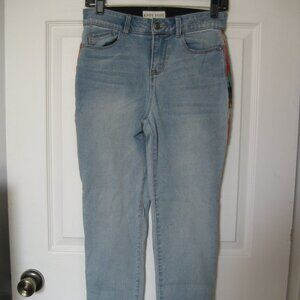 Knox Rose Womens Light Wash Embroidered Side Trim Denim Jeans Size 4